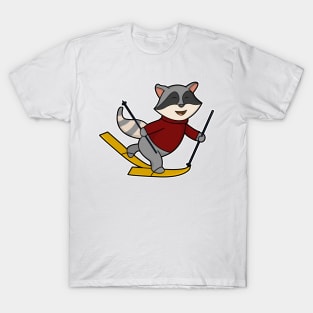 Raccoon as Skier with Skis and Ski poles T-Shirt